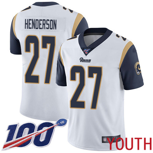 Los Angeles Rams Limited White Youth Darrell Henderson Road Jersey NFL Football #27 100th Season Vapor Untouchable